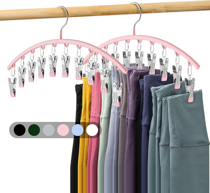 Metal Pants Hangers 2 Pack with 10 Clips Holds 20 Leggings