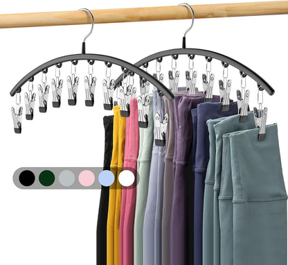 Metal Pants Hangers 2 Pack with 10 Clips Holds 20 Leggings