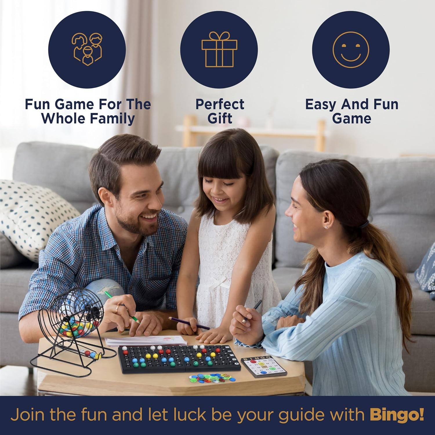 Bingo Game for Adults and Kids – Family Bingo Game Set with 50 Bingo Cards