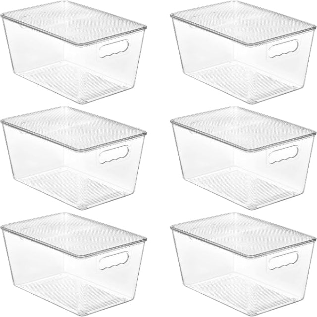 6 Pack Clear Stackable Organizers with Lids