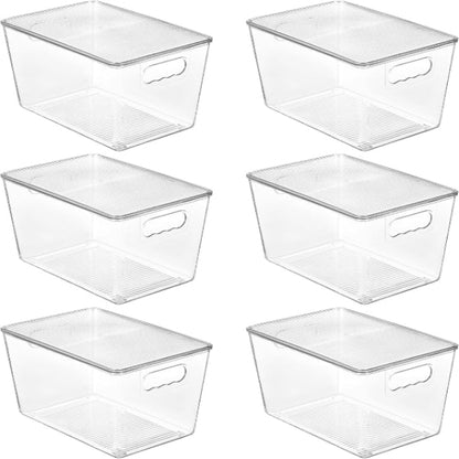 6 Pack Clear Stackable Organizers with Lids
