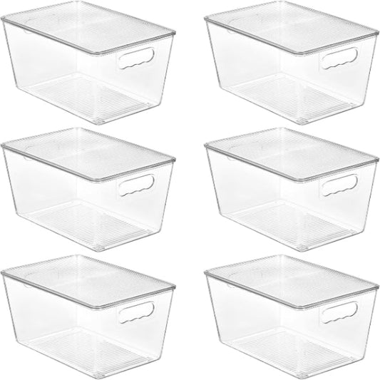 6 Pack Clear Stackable Organizers with Lids