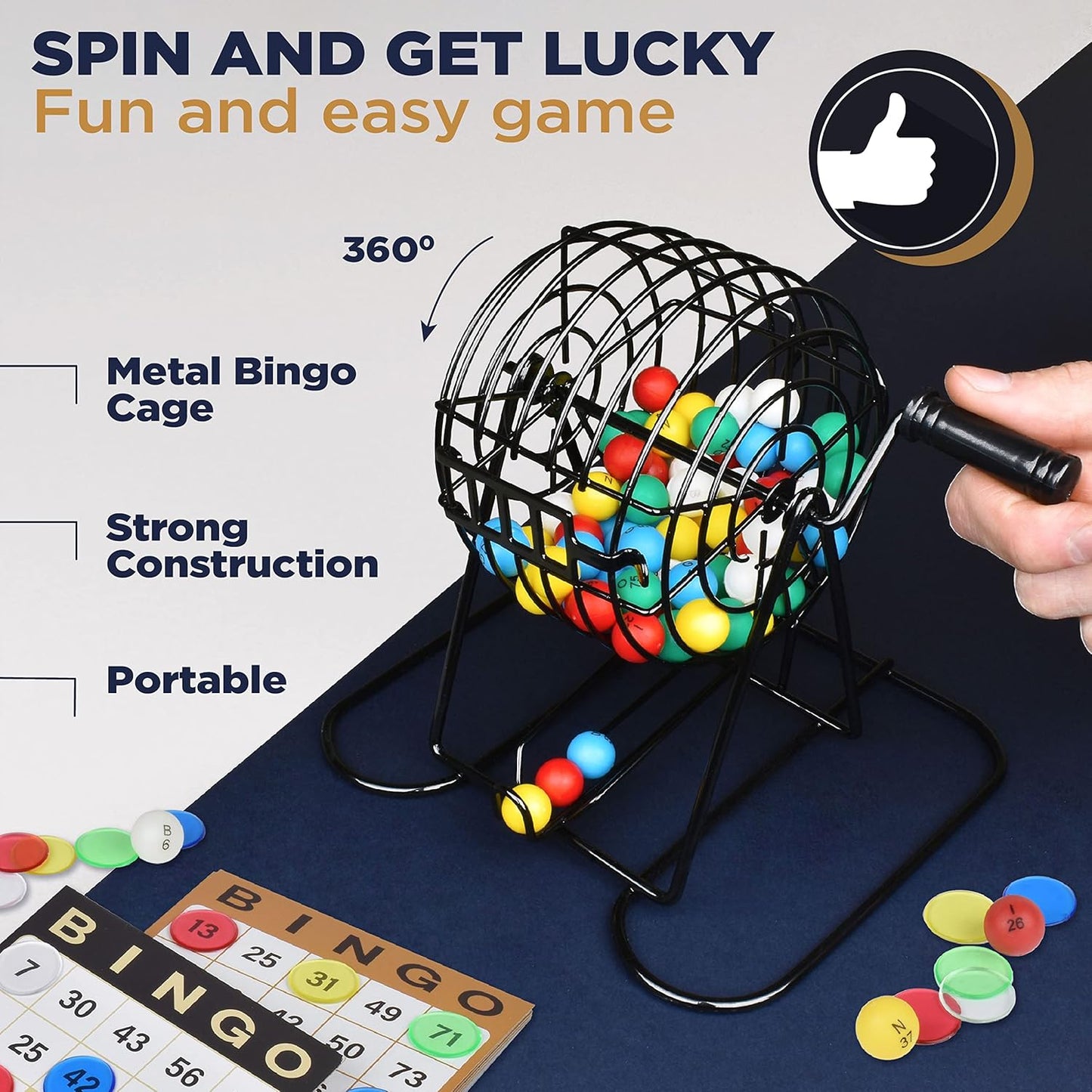 Bingo Game for Adults and Kids – Family Bingo Game Set with 50 Bingo Cards