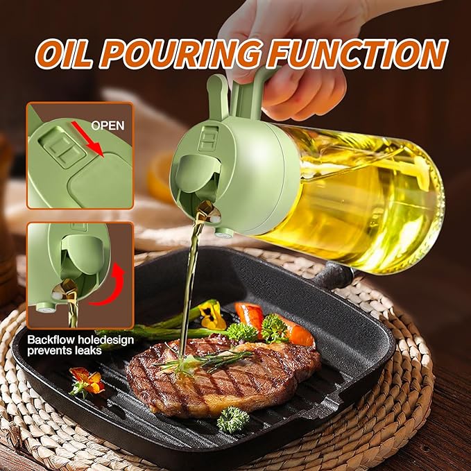 Oil Sprayer for Cooking, 2 in 1 Olive Oil Dispenser Bottle for Kitchen