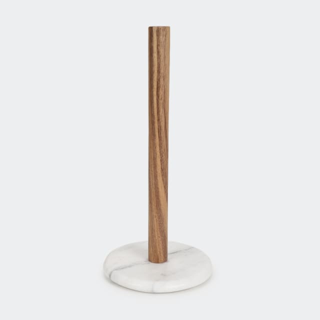 Marble and Acacia Paper Towel Stand