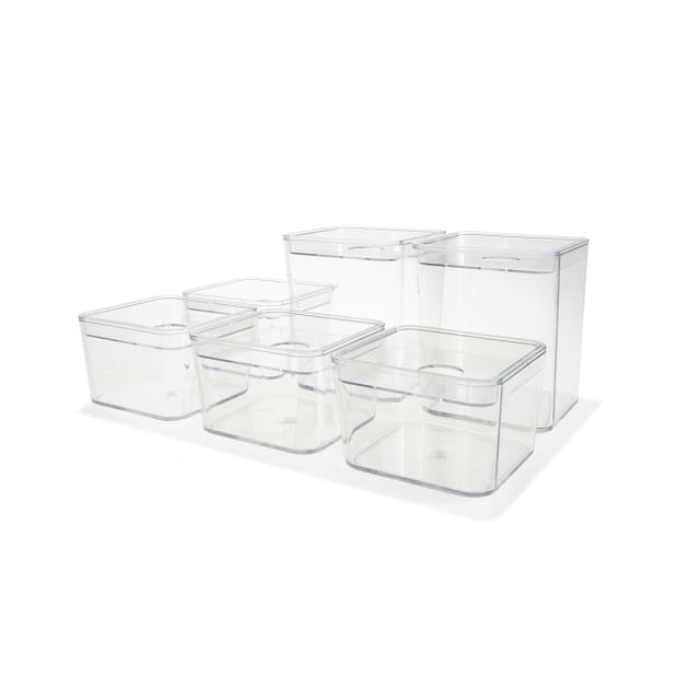 Set of 6 Clear Organisers with Lids