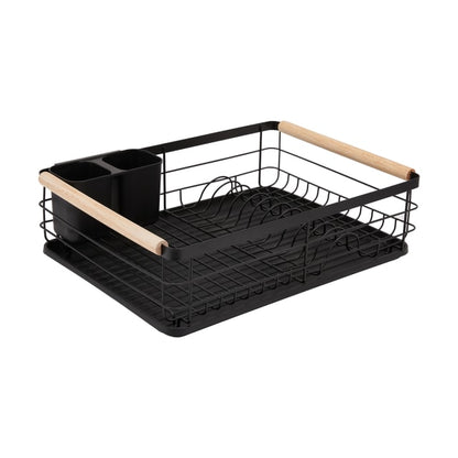 Black Wooden Handle Dish Rack