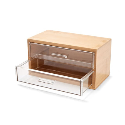 Bamboo and Plastic Small 2 Tier Drawers