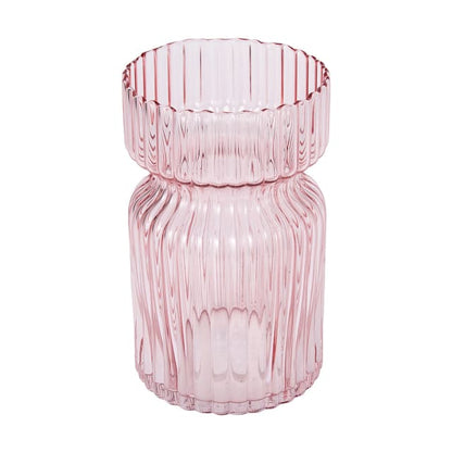 Small Pink Ribbed Vase