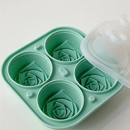 Elegant Rose Shaped Ice Cube Mold Reusable Silicone Ice Tray 