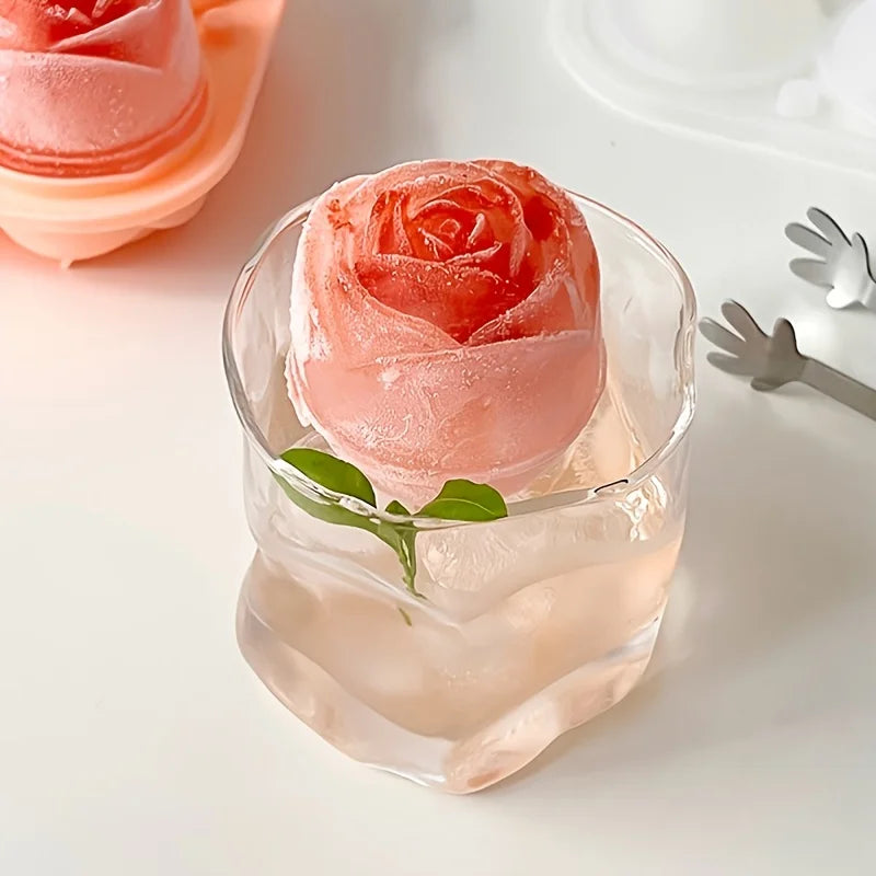 Elegant Rose Shaped Ice Cube Mold Reusable Silicone Ice Tray 