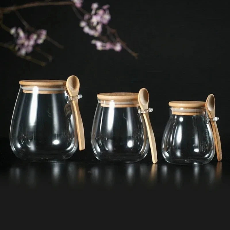 Glass Jar with Wood Spoon