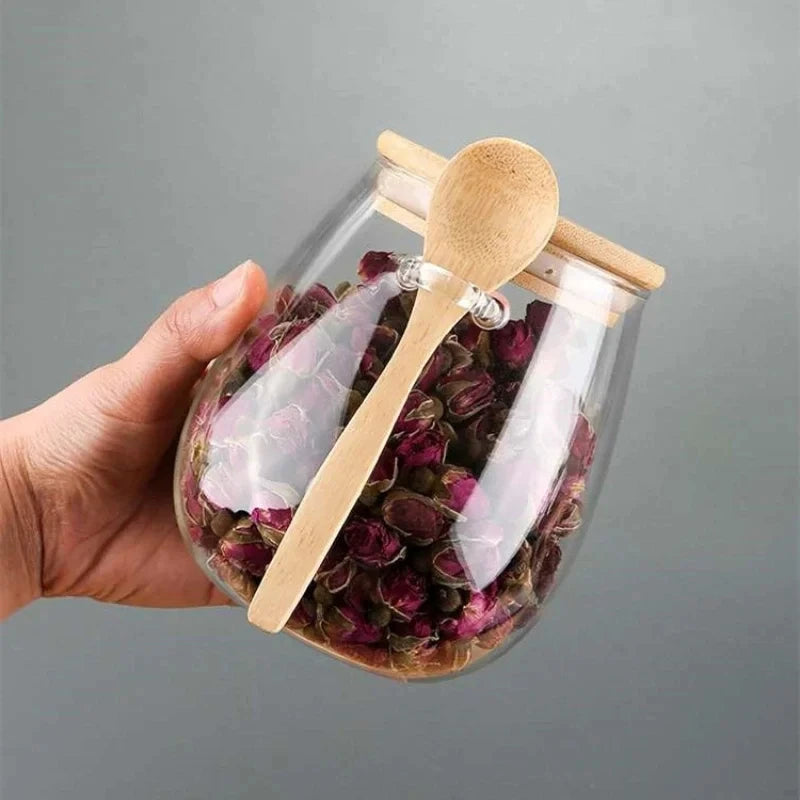 Glass Jar with Wood Spoon