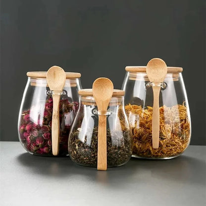 Glass Jar with Wood Spoon