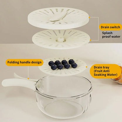 Drain Bowl with Foldable Handle
