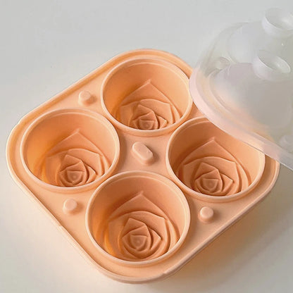 Elegant Rose Shaped Ice Cube Mold Reusable Silicone Ice Tray 