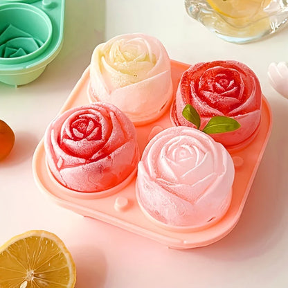 Elegant Rose Shaped Ice Cube Mold Reusable Silicone Ice Tray 