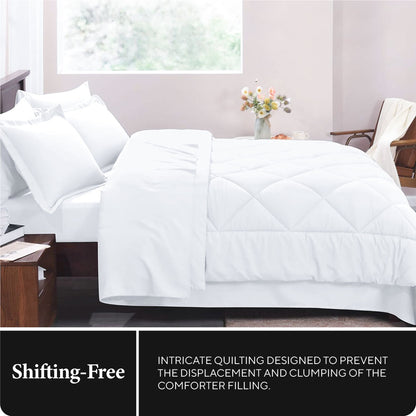 King size 7 Piece Comforter Set - White