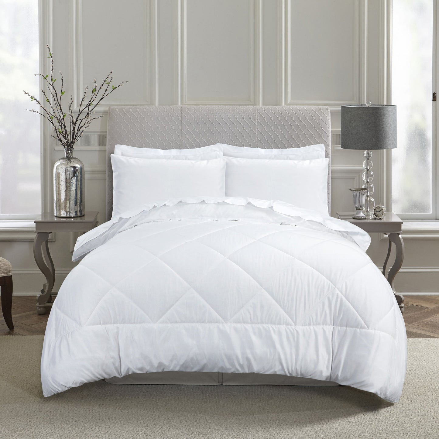 King size 7 Piece Comforter Set - White