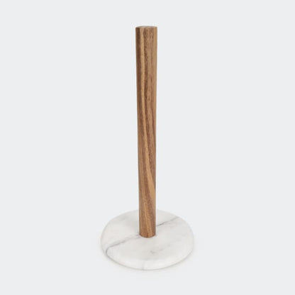 Marble and Acacia Paper Towel Stand