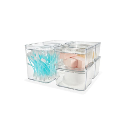 Set of 6 Clear Organisers with Lids