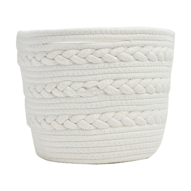 Rectangle Braid Rope Basket - White