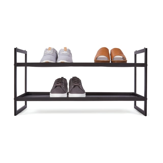 2 Tier Metal Stackable Mesh Shoe Rack