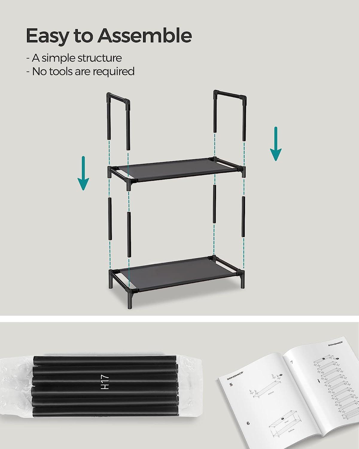 Shoe Storage Organizer 10 Tier Shoe Shelf - Black