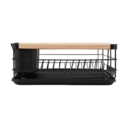 Black Wooden Handle Dish Rack