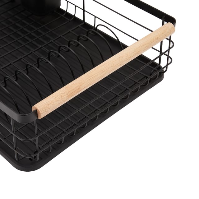 Black Wooden Handle Dish Rack