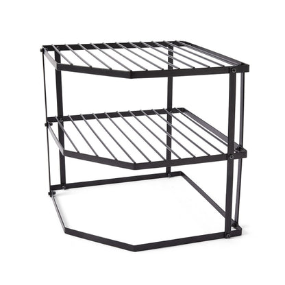 3 Tier Corner Pantry Shelf - Black