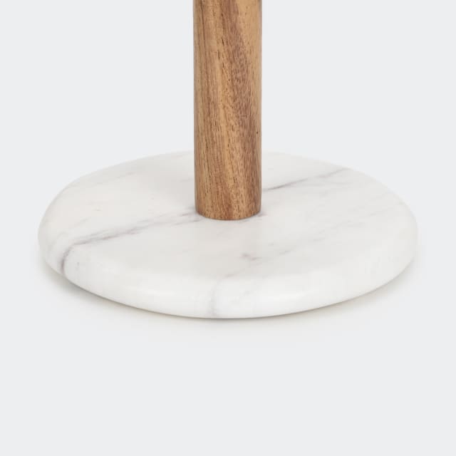 Marble and Acacia Paper Towel Stand