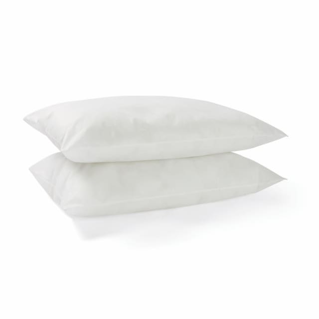 2 Pack Polyester Pillows - Low Profile, White