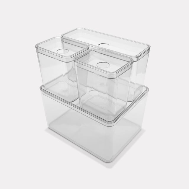 Set of 4 Clear Organisers with Lids