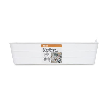 2 Pack Narrow Flex Trays - White