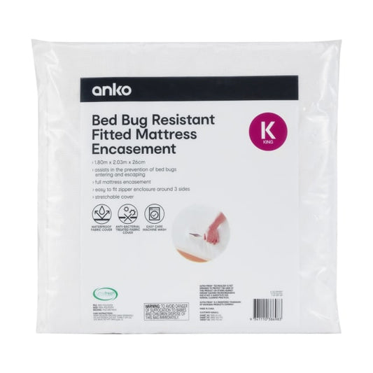 Bed Bug Resistant Fitted Mattress Encasement, White