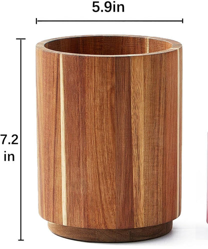 Acacia Wood Utensil Holder 
