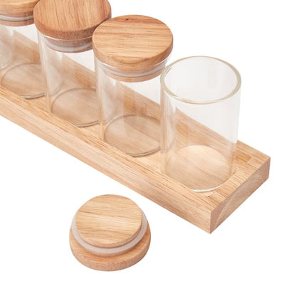 Set of 6 Glass Jars with Tray