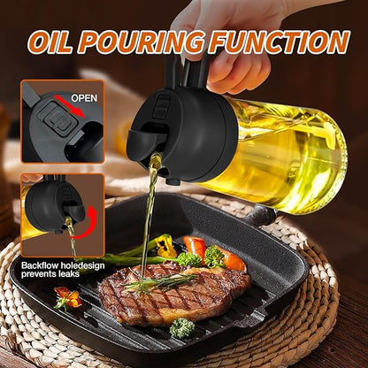 Oil Sprayer for Cooking, 2 in 1 Olive Oil Dispenser Bottle for Kitchen