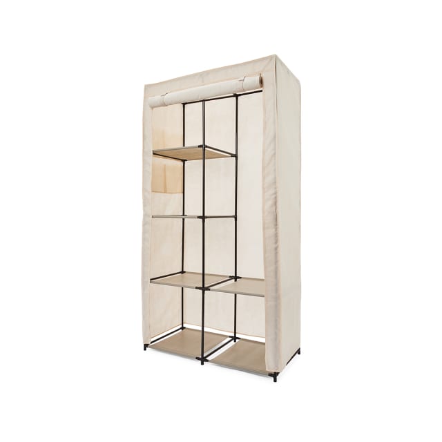 Linen Look Covered Wardrobe - Beige