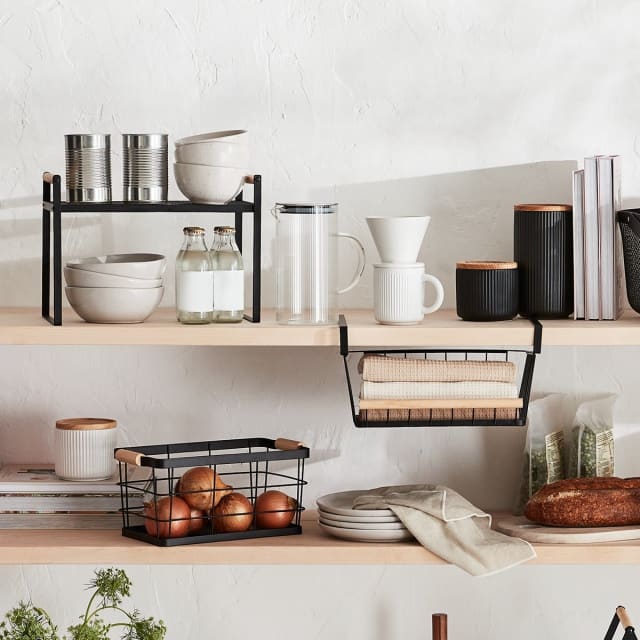 Wire and Wood Undershelf Basket