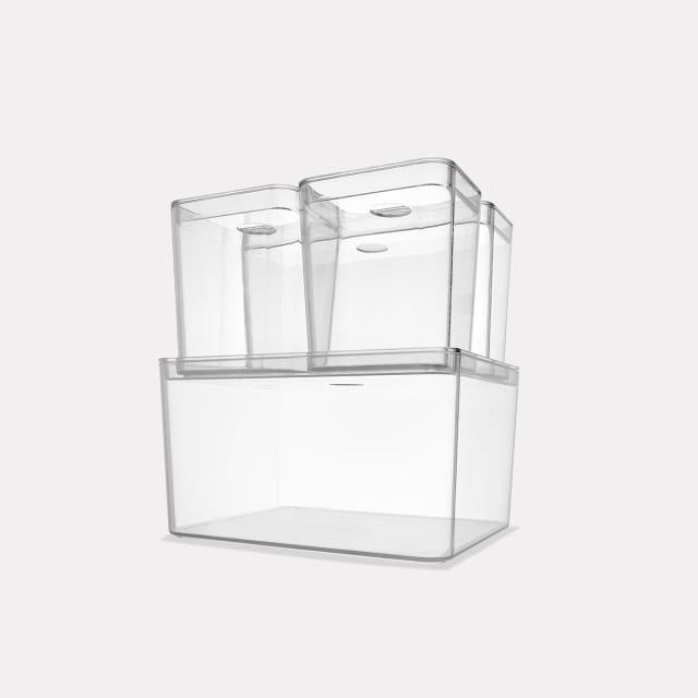 Set of 4 Clear Organisers with Lids