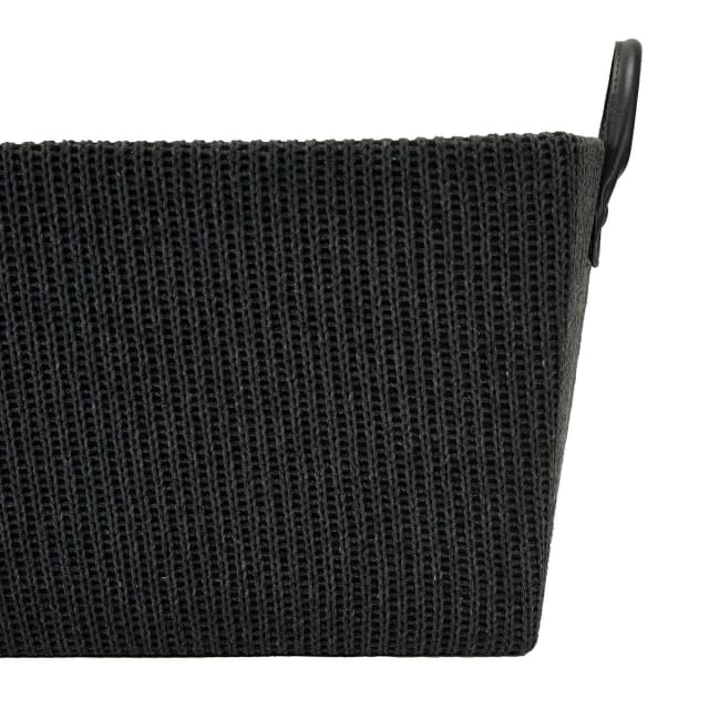 Rectangle Knitted Basket with Handles - Charcoal