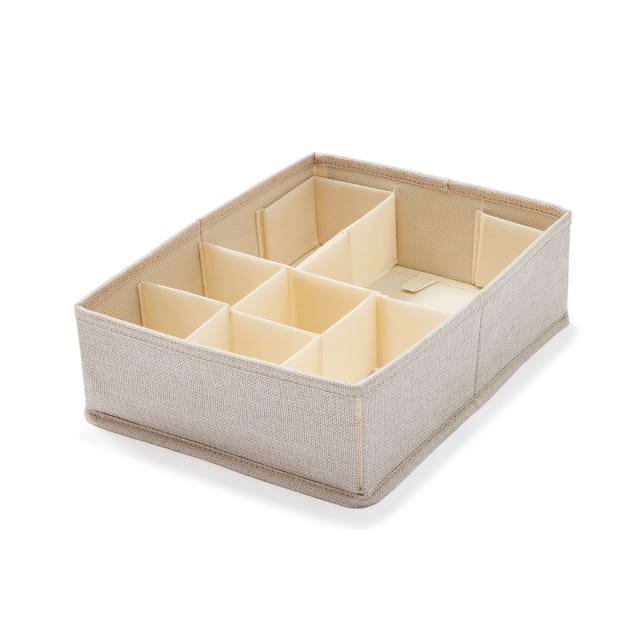 12 Grids Linen Look Adjustable Drawer Organiser