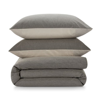 Billy Cotton Rich Reversible Quilt Cover Set - King Bed, Grey