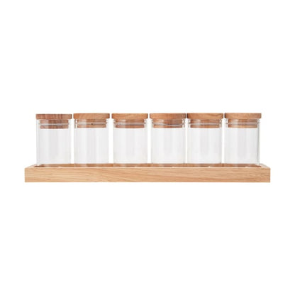 Set of 6 Glass Jars with Tray