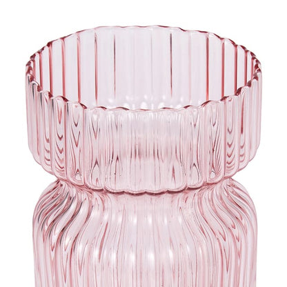 Small Pink Ribbed Vase