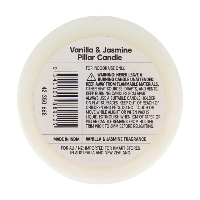 Vanilla & Jasmine Pillar Candle