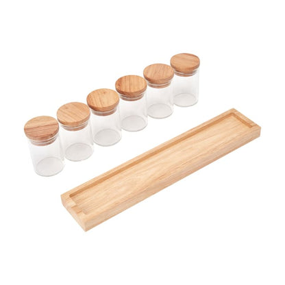 Set of 6 Glass Jars with Tray