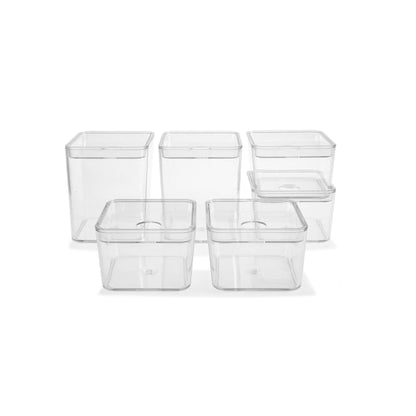 Set of 6 Clear Organisers with Lids